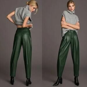 Anthropologie Maeve Faux Leather Taper Pleated Pants 4